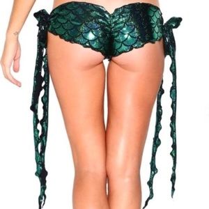IHeartRaves Green Mermaid Scrunchy Tie Bottoms